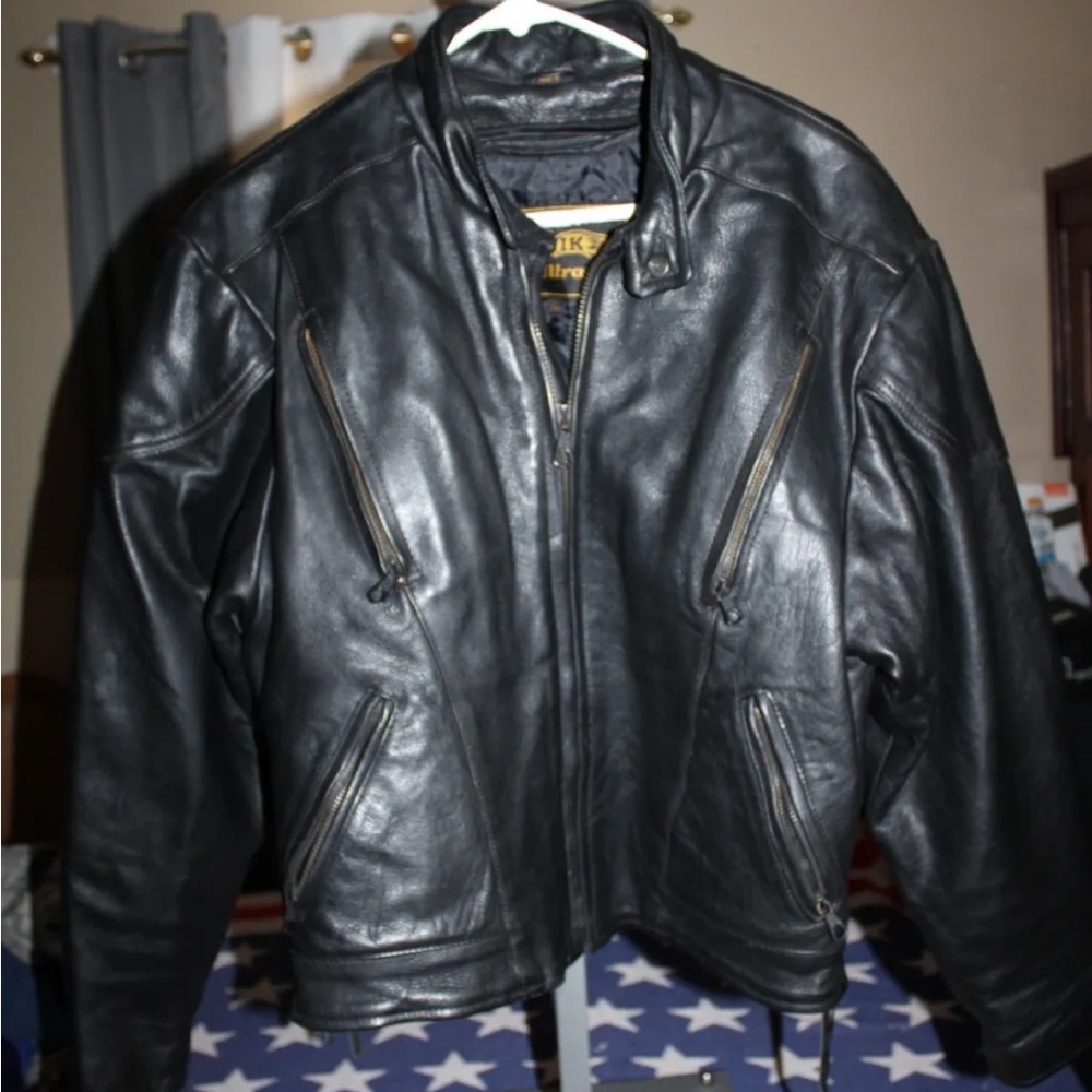 Genuine leather motorcycle jacket